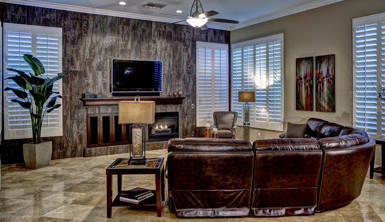 Plantation Shutters In A St. George Living Room.